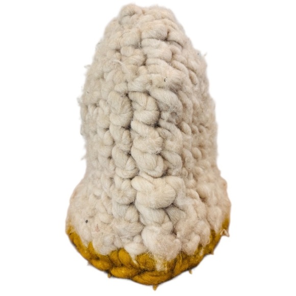 Mischa Lampert Wool Handcrafted Beanie — White & Yellow Chunky Knit Slouchy, OS main image 8